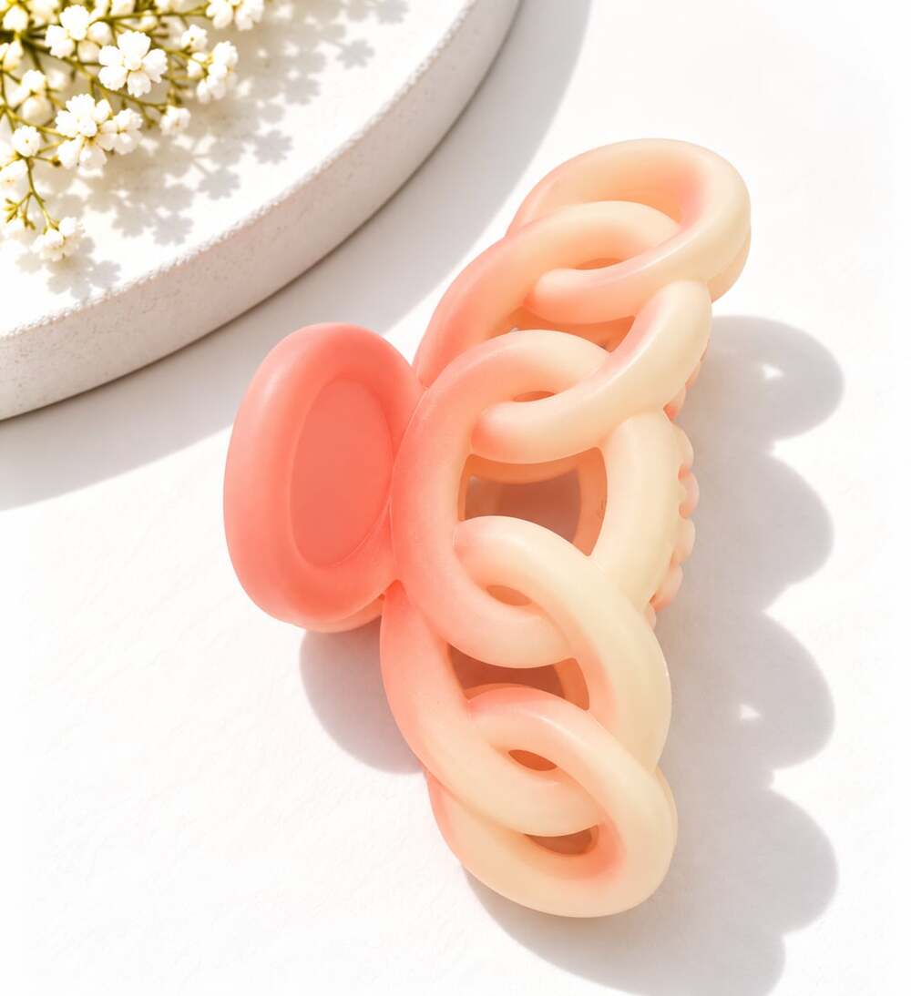 Peach Cream Chain Link Hair Claw Clip Chunky Statement Y2K Accessory